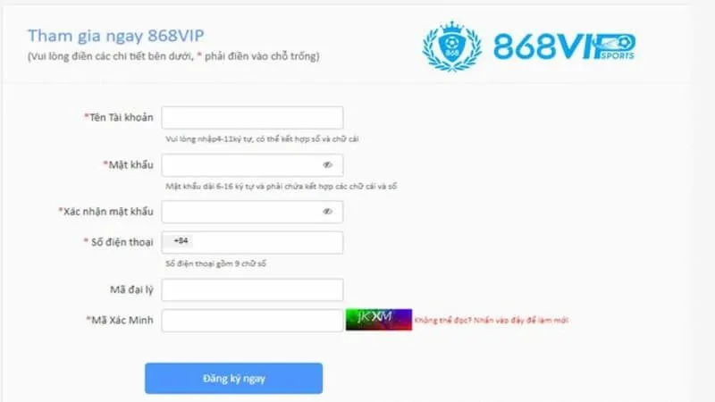 Đăng ký 868VIP thành công cần chú ý gì?